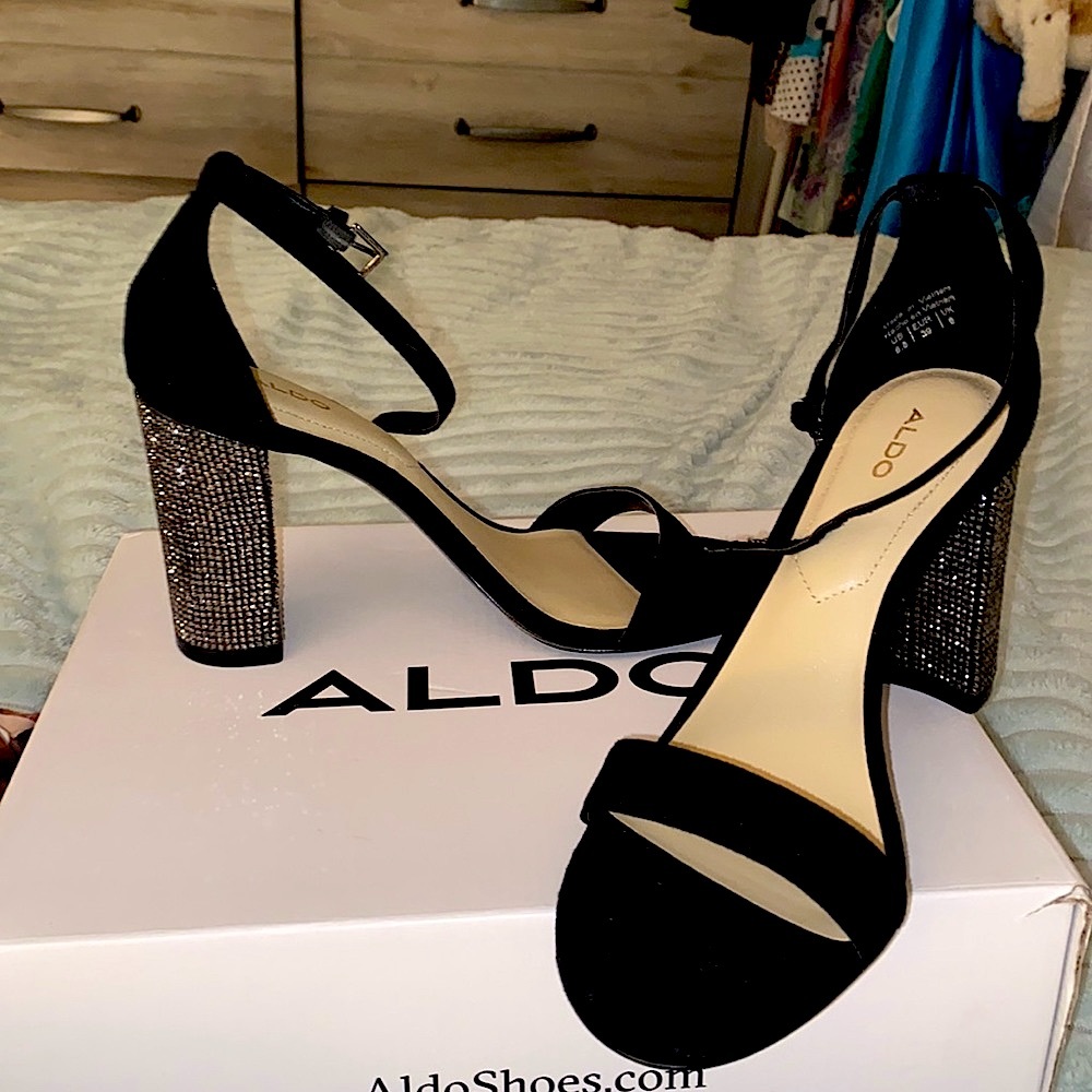 aldo rhinestone block heels